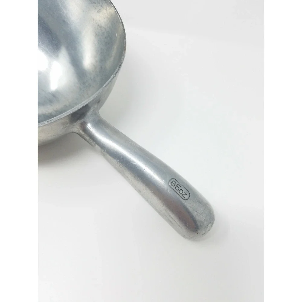Vtg primitive cast aluminum brass kitchen flour grain scoop rustic farmhouse